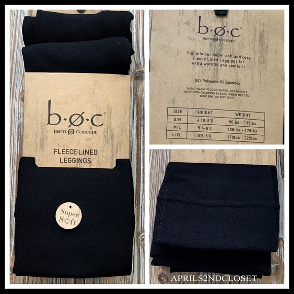 BLACK FLEECE LINED LEGGINGS COZY FOOTLESS TIGHTS 2 PAIRS A2C - Picture 8 of 14